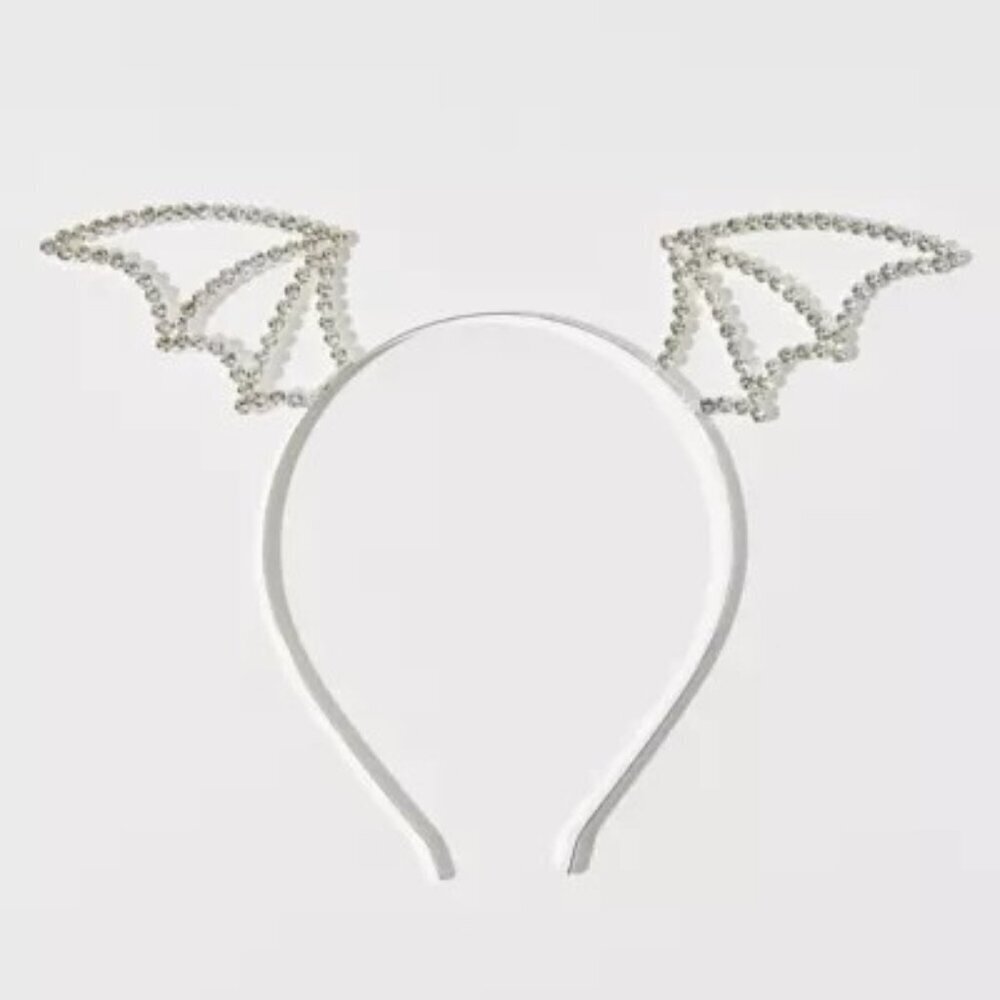 NWT Urban Outfitters Rhinestone Bat Wing Silver Headband